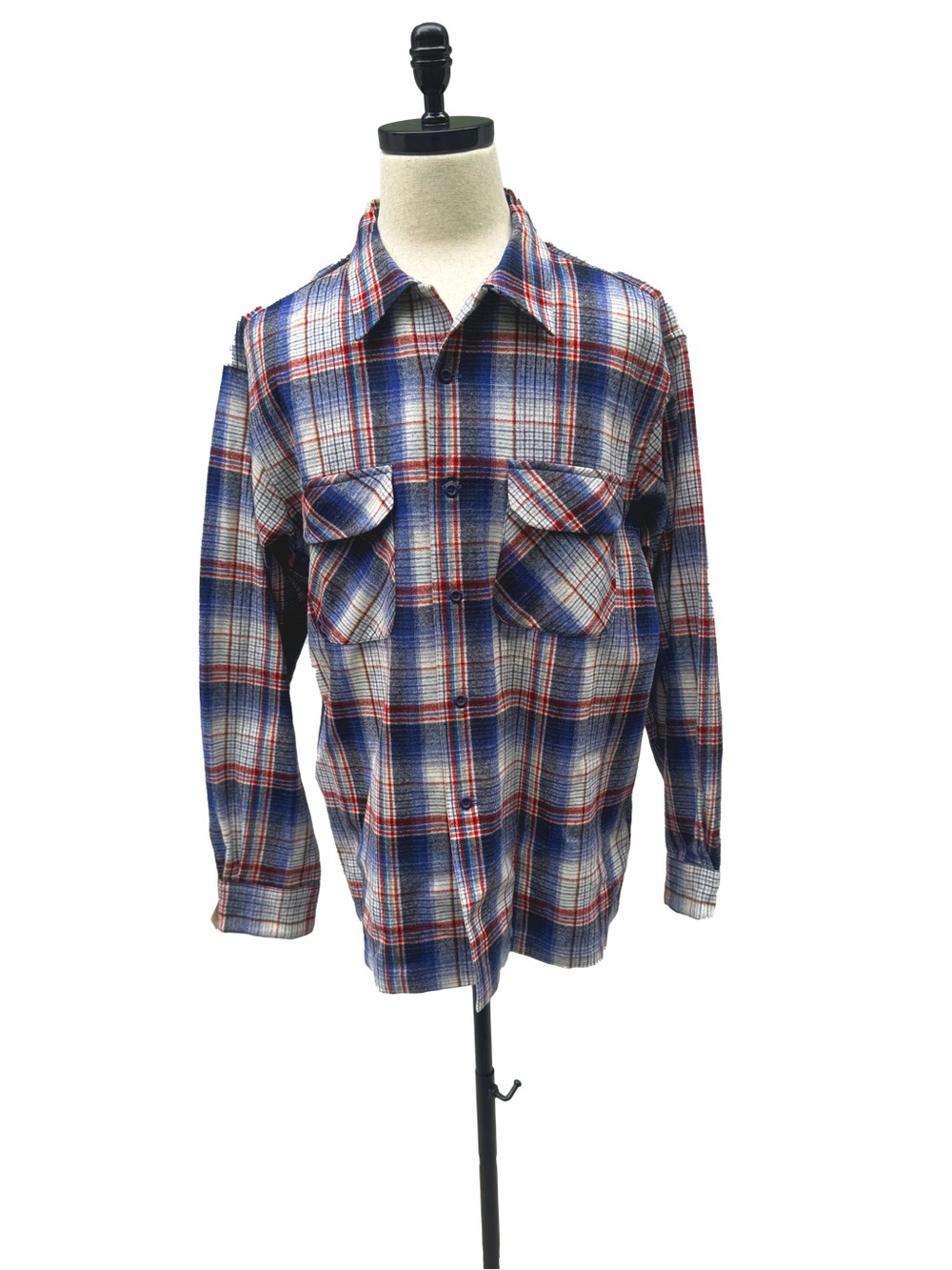 Pendleton Blue White Red Plaid Flannel Button-Down Shirt